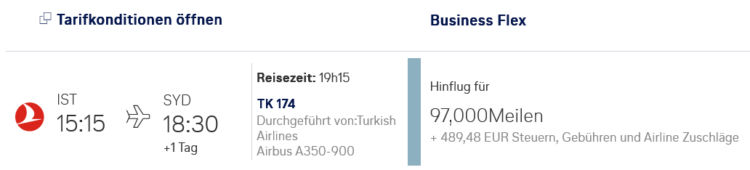 Miles And More Praemienflug Turkish Airlines Business Class Istanbul Sydney