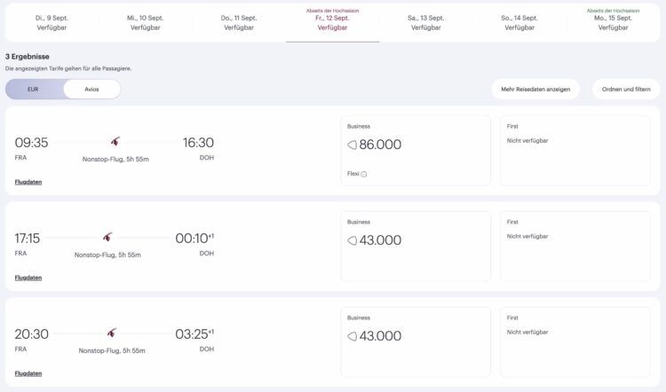 Qatar Airways Privilege Club Award Flight Finder Frankfurt Doha September 2025 Suchergebnisse