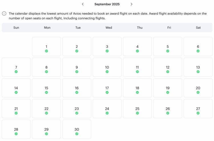 Qatar Airways Privilege Club Award Flight Finder Kalenderanssicht