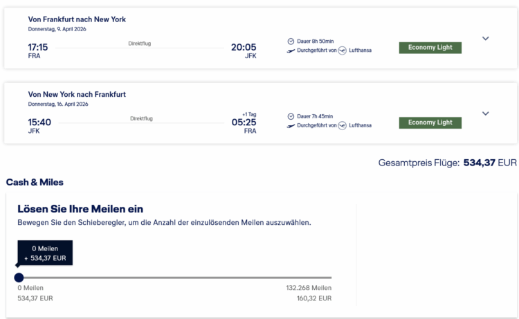 Miles And More Cash And Miles Frankfurt New York