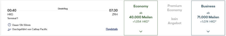 Miles And More Praemienflug Cathay Pacific Business Class Hongkong Zuerich