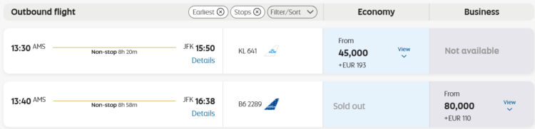 Etihad Guest Praemienflug Jetblue Business Class Amsterdam New York