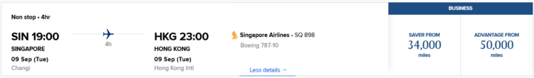 Krisflyer Praemienflug Singapore Airlines Business Class Singapur Hongkong