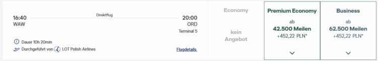 Miles And More Praemienflug Lot Warschau Chicago