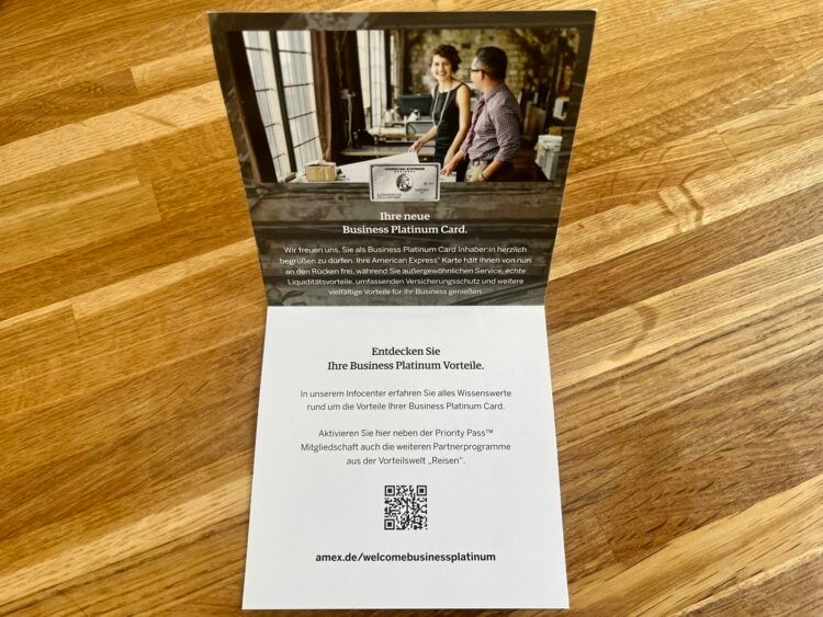 American Express Business Platinum Kreditkarte Willkommensflyer