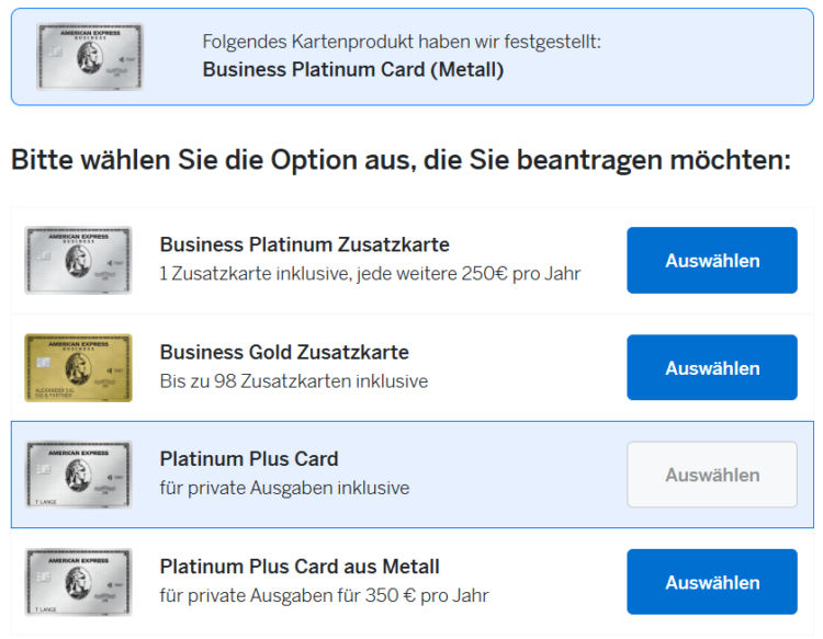 American Express Business Platinum Kreditkarte Zusatzkarten