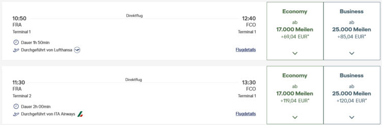 Miles And More Praemienflug Lufthansa Vs Ita Frankfurt Rom