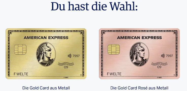 American Express Gold Kreditkarte Refresh Metall Rose