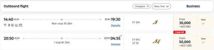 Etihad Guest Pramienflug Etihad Business Class Abu Dhabi Mumbai