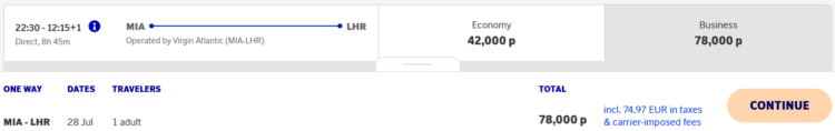 Eurobonus Praemienflug Virgin Atlantic Business Class Miami London