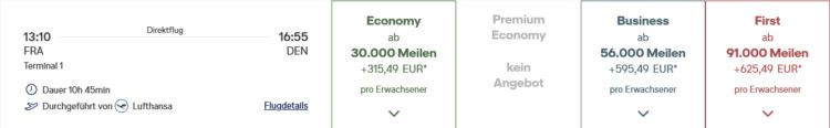 Miles And More Praemienflug Lufthansa First Class Frankfurt Denver
