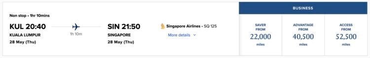 Krisflyer Singapore Airlines Business Class Kuala Lumpur Singapur Juni 2026