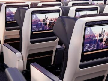 Riyadh Air Premium Economy Class Bildschirme Copyright