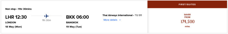 Krisflyer Praemienflug Thai Airways First Class London Bangkok