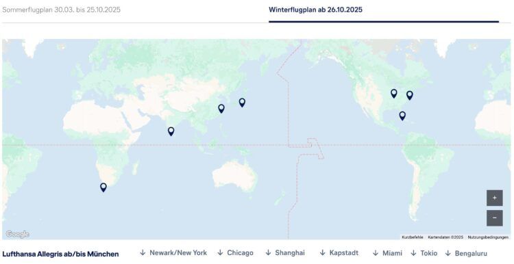 Lufthansa Allegris Gewinnspiel Zweite Frage Strecken Winterflugplan 2025