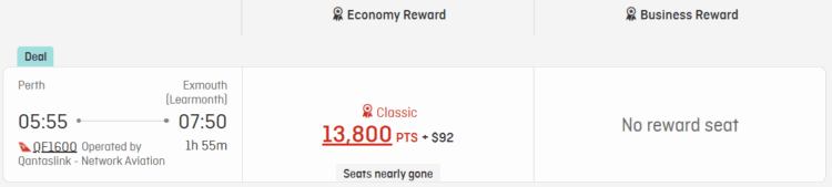 Qantas Frequent Flyer Praemienflug Qantaslink Perth Exmouth