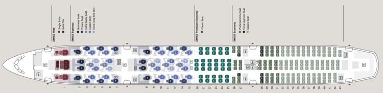 Swiss Airbus A350 900 Swiss Senses Seatmap