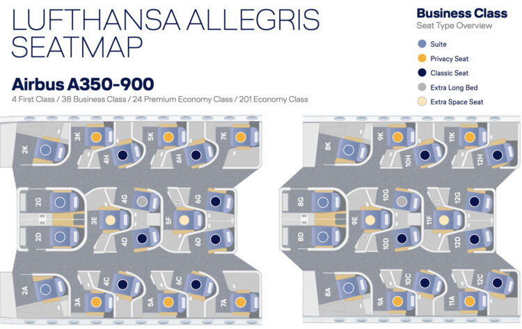 Lufthansa Allegris Business Class Seatmap Sitztypen Mit Legende