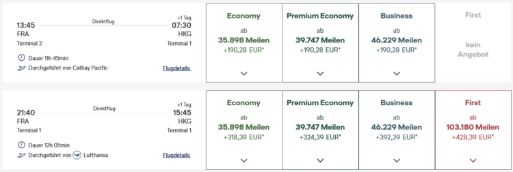 Miles And More Praemienflug Cathay Pacific Frankfurt Hongkong
