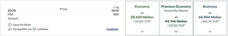 Miles And More Praemienflug Lufthansa Business Class Frankfurt Muenchen Bangkok