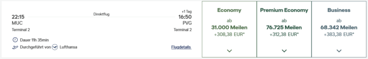 Miles And More Praemienflug Lufthansa Business Class Muenchen Shanghai