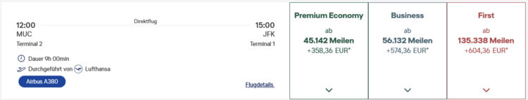 Miles And More Praemienflug Lufthansa First Class Muenchen New York