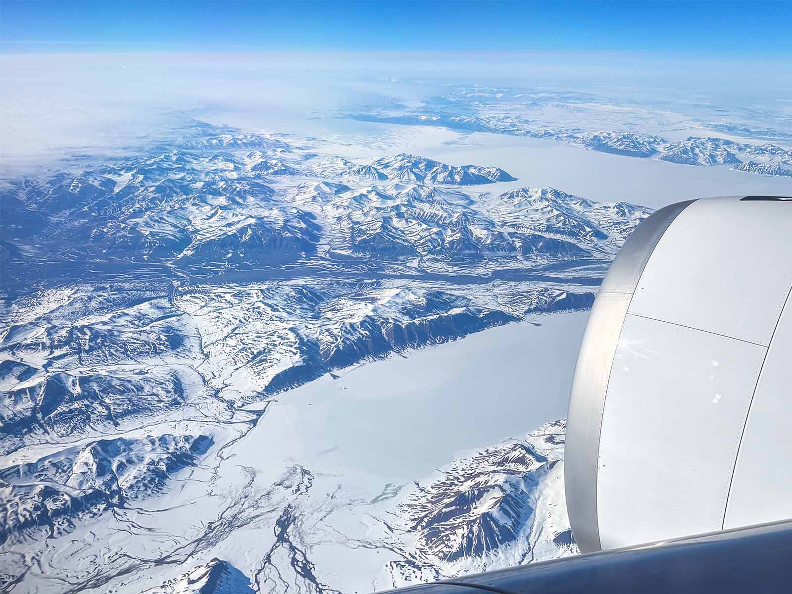 Wingview Lufthansa Flugzeug Airbus A350 Groenland