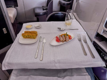 Air New Zealand Business Premier Class Boeing 777 Vorspeise Essen