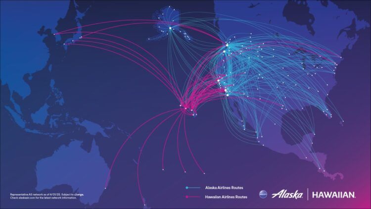 Alaska Hawaiian Route Map Copyright
