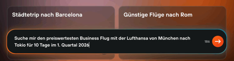 Kayak KI Suchanfrage