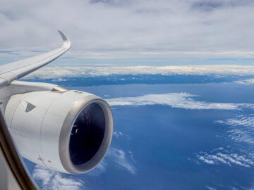 Lufthansa A350 Flugzeug Triebwerk Wing View