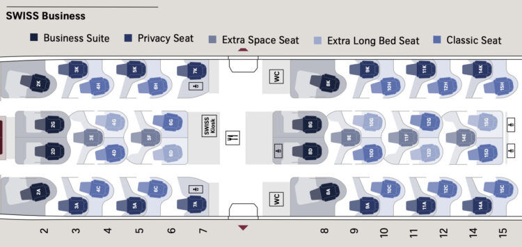 Swiss Senses Airbus A350 900 Business Class Seatmap Mit Sitztypen