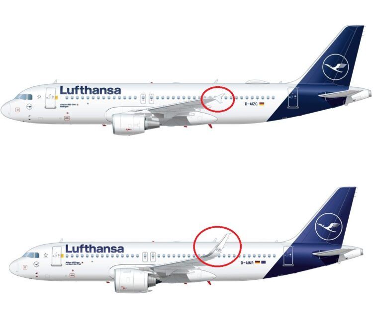 Vergleich Airbus A320 Winglets