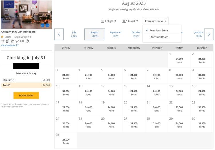 World Of Hyatt Points Kalendersuche Beispiel Andaz Vienna Am Belvedere August 2025
