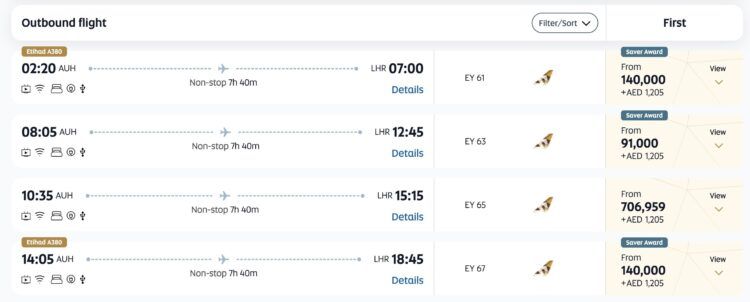 Etihad Guest Praemienflug Etihad First Class Apartment Abu Dhabi London Mai 2026