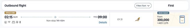 Etihad Guest Praemienflug Etihad First Class Apartment Abu Dhabi Toronto Mai 2026