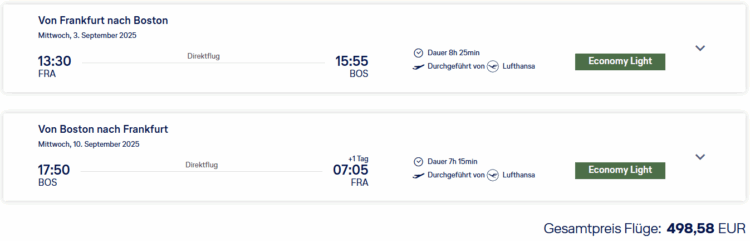 Miles And More Award Flight Highlight Economy Class Frankfurt Boston Cash