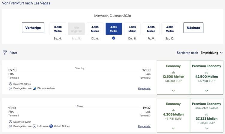 Miles And More Meilenschnaeppchen Discover Airlines Frankfurt Las Vegas Januar 2026
