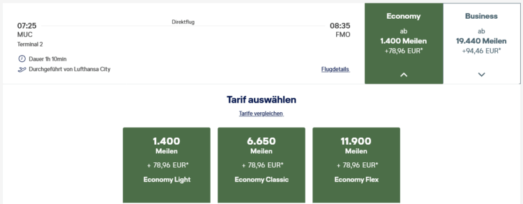 Miles And More Praemienflug Lufthansa Economy Class Frankfurt Muenster