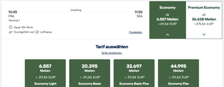 Miles And More Praemienflug Lufthansa Economy Class Frankfurt Seattle