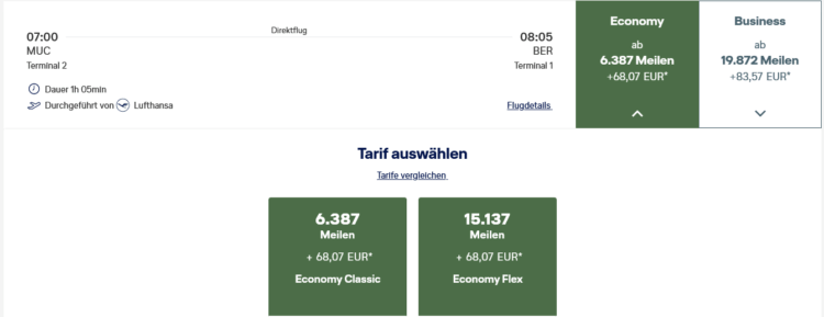 Miles And More Praemienflug Lufthansa Economy Class Muenchen Berlin