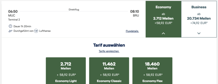 Miles And More Praemienflug Lufthansa Economy Class Muenchen Bruessel