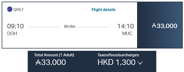 Asia Miles Praemienflug Qatar Airways Business Class Doha Muenchen