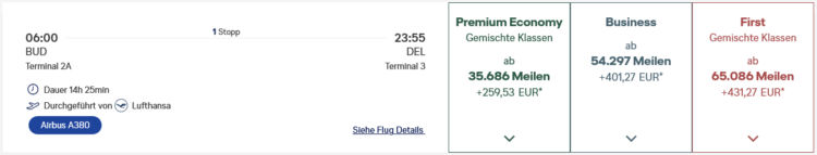 Miles And More Praemienflug Lufthansa First Class Budapest Muenchen Delhi