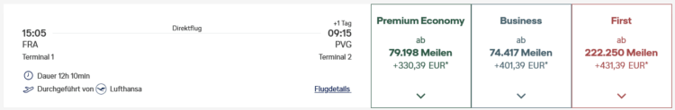 Miles And More Praemienflug Lufthansa First Class Frankfurt Shanghai