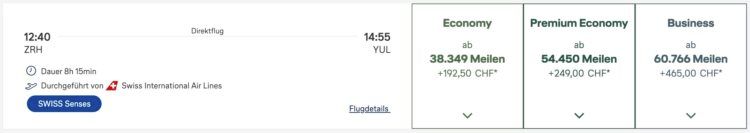 Swiss Senses Airbus A350 Zurich Montreal Miles And More Meilenpreise Februar 2026