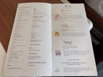 Thai Airways Airbus A350 900 Royal Silk Business Class Getraenkekarte Cocktails