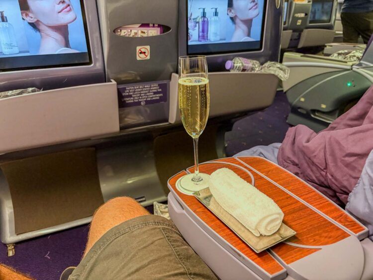 Thai Airways Boeing 777 200 Business Class Welcome Drink