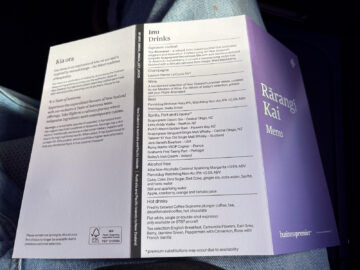 Air New Zealand Boeing 787 9 Neue Business Premier Class Drinks Karte