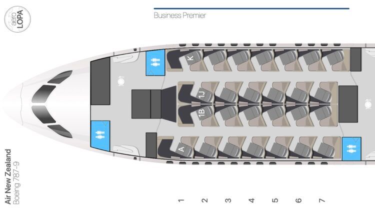 Air New Zealand Seatmap Boeing 787 9 Business Class Neu Aerolopa Copyright